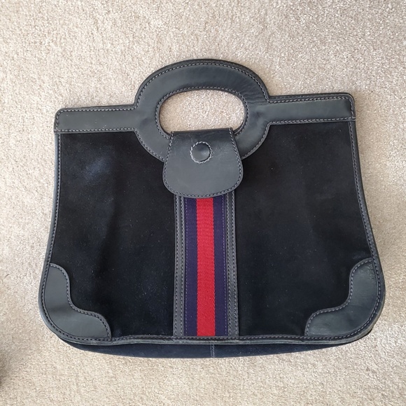 Vintage Gucci Blue Suede Handbag Purse Authentic - Picture 3 of 8
